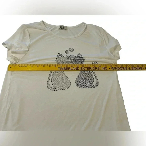Julia Brand Bejeweled Loving Cats Tee Shirt Size L/XL - Picture 7 of 9